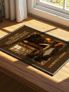 The Life And Opinions Of Tristram Shandy Classic Book Art Print by Laurence Sterne – print on a sunlit desk
