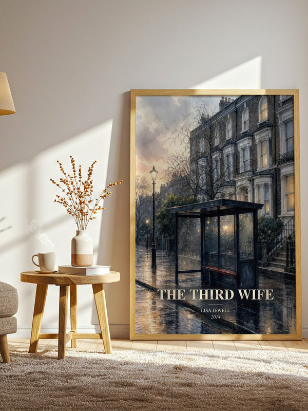 The Third Wife watercolour print in frame leaning in hallway – contemporary fiction wall art