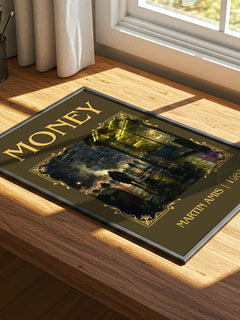 Money Classic Book Art Print by Martin Amis – print on a sunlit desk