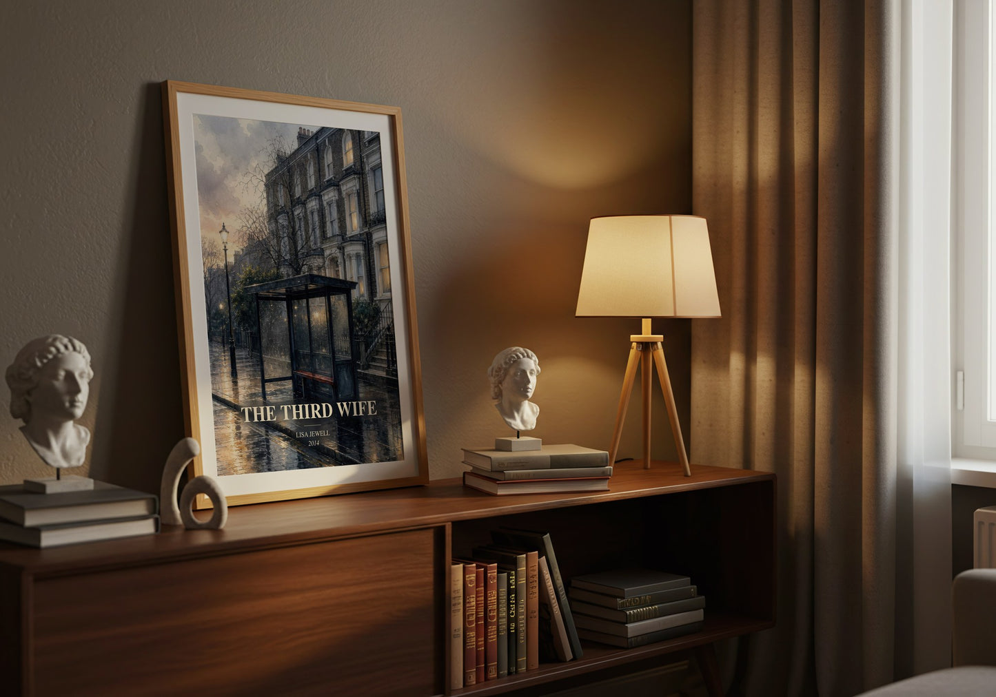 The Third Wife watercolour print on bookshelf – Lisa Jewell fan gift
