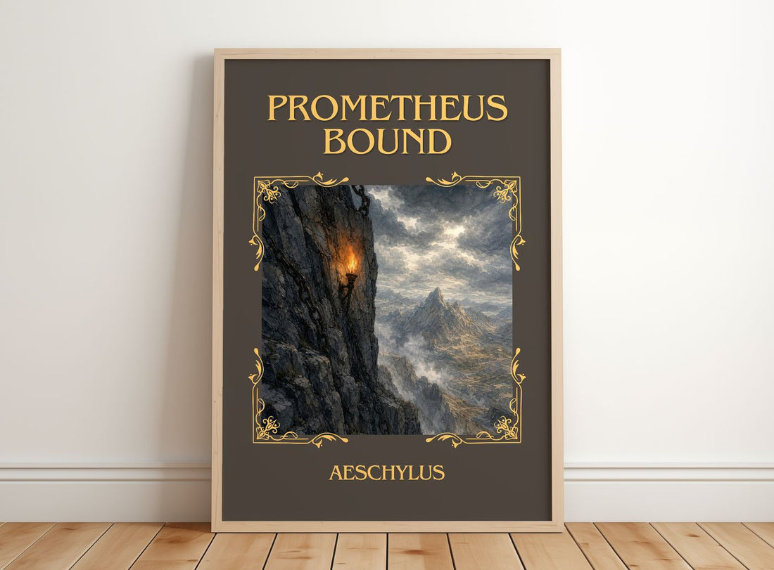 Prometheus Bound Classic Book Art Print by Aeschylus – framed print leaning on a wooden floor