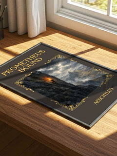 Prometheus Bound Classic Book Art Print by Aeschylus – print on a sunlit desk