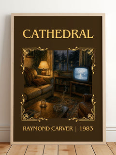 Cathedral Classic Book Art Print by Raymond Carver – framed print leaning on a wooden floor