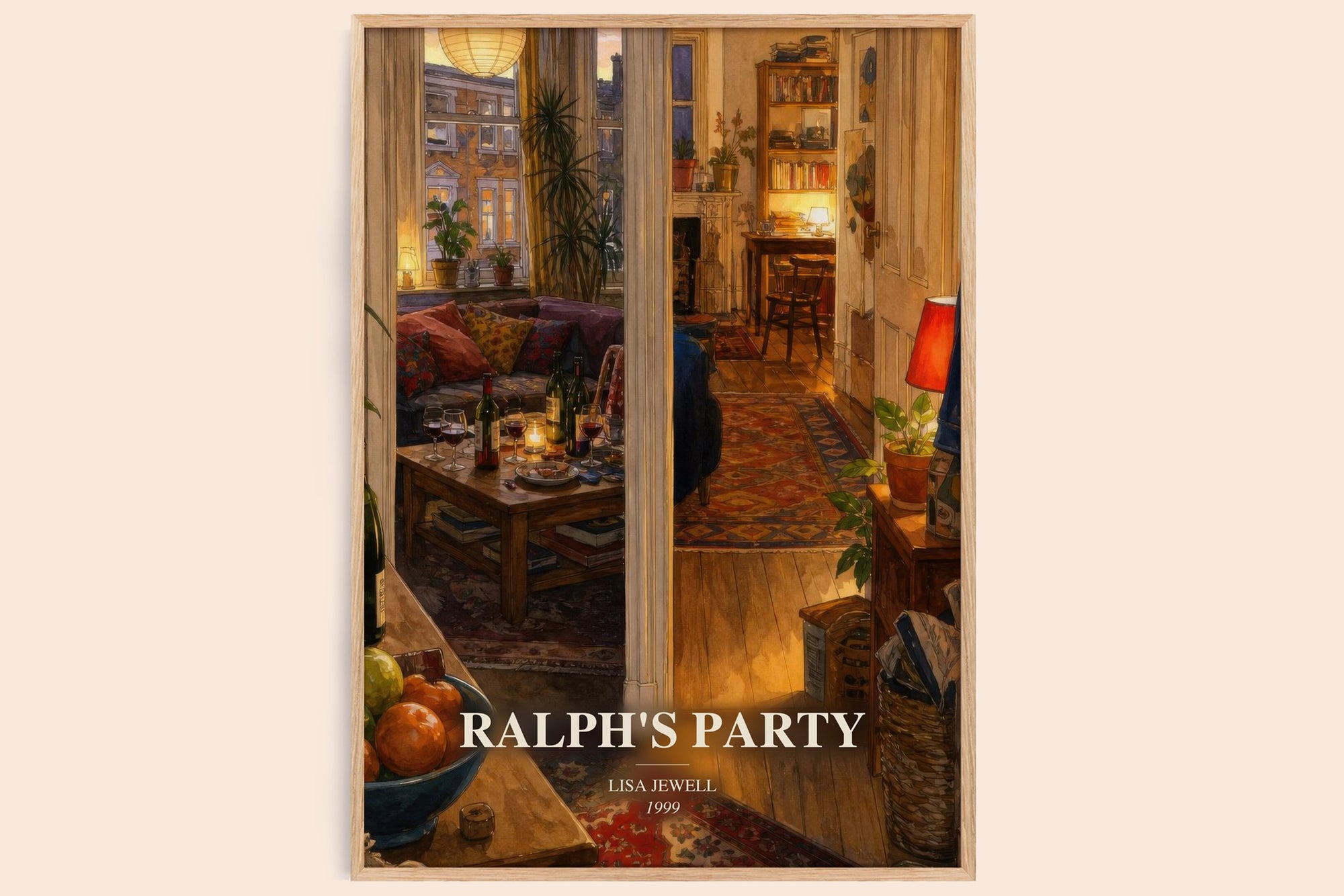 Ralph'S Party watercolour book poster by Lisa Jewell – framed literary art print