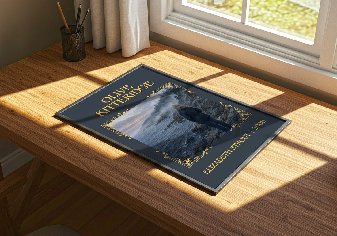 Olive Kitteridge Classic Book Art Print by Elizabeth Strout – print on a sunlit desk