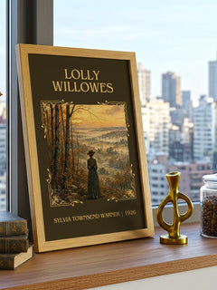 Lolly Willowes Classic Book Art Print by Sylvia Townsend Warner – framed print on a city-view windowsill
