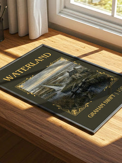Waterland Classic Book Art Print by Graham Swift – print on a sunlit desk