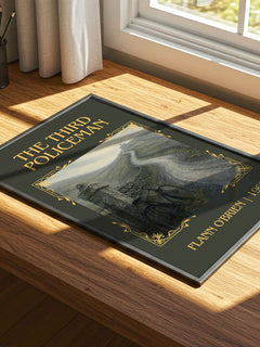 The Third Policeman Classic Book Art Print by Flann O'Brien – print on a sunlit desk