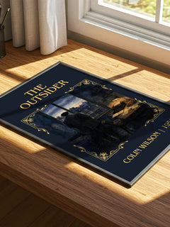 The Outsider Classic Book Art Print by Colin Wilson – print on a sunlit desk