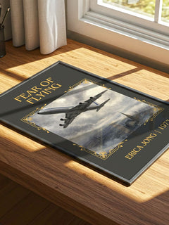 Fear of Flying Classic Book Art Print by Erica Jong – print on a sunlit desk