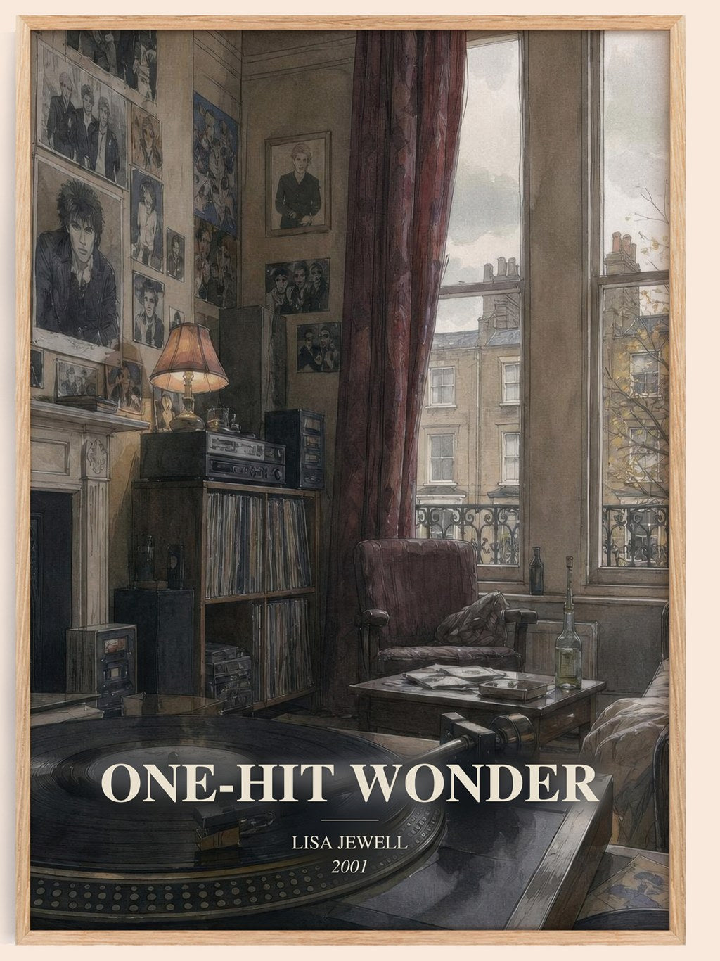 One-Hit Wonder watercolour book poster by Lisa Jewell – framed literary art print