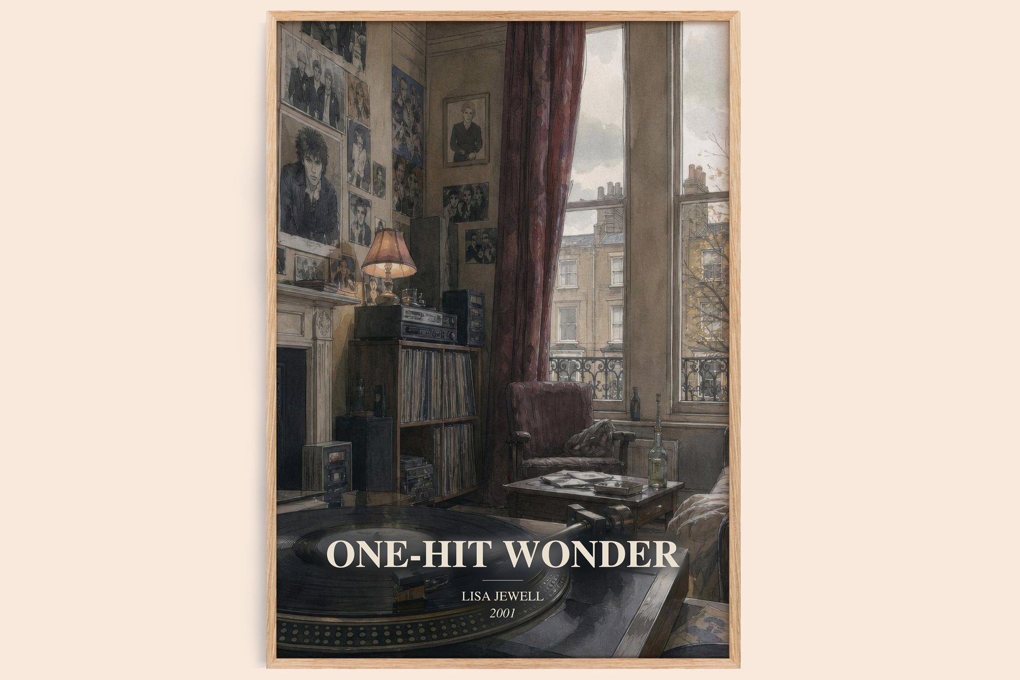 One-Hit Wonder watercolour book poster by Lisa Jewell – framed literary art print
