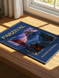Parzival Classic Book Art Print by Wolfram Eschenbach – print on a sunlit desk