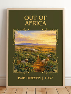Out of Africa Classic Book Art Print by Isak Dinesen – framed print leaning on a wooden floor