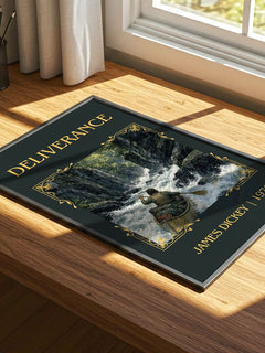 Deliverance Classic Book Art Print by James Dickey – print on a sunlit desk