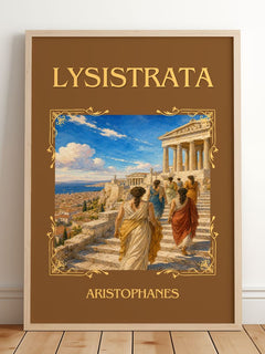 Lysistrata Classic Book Art Print by Aristophanes – framed print leaning on a wooden floor
