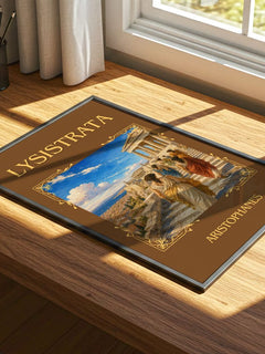 Lysistrata Classic Book Art Print by Aristophanes – print on a sunlit desk