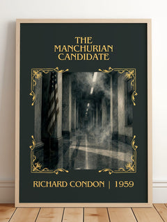 The Manchurian Candidate Classic Book Art Print by Richard Condon – framed print leaning on a wooden floor