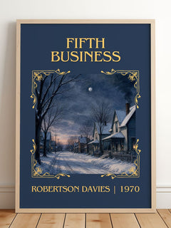 Fifth Business Classic Book Art Print by Robertson Davies – framed print leaning on a wooden floor