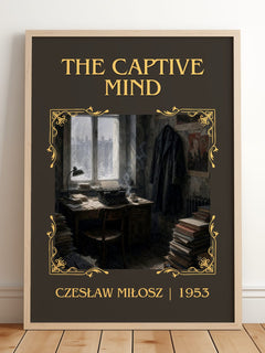 The Captive Mind Classic Book Art Print by Czesław Miłosz – framed print leaning on a wooden floor