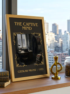 The Captive Mind Classic Book Art Print by Czesław Miłosz – framed print on a city-view windowsill