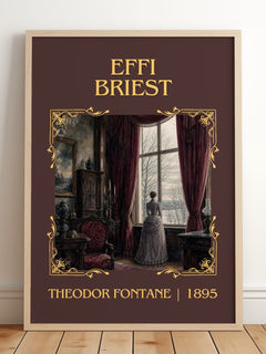 Effi Briest Classic Book Art Print by Theodor Fontane – framed print leaning on a wooden floor