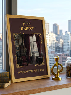 Effi Briest Classic Book Art Print by Theodor Fontane – framed print on a city-view windowsill