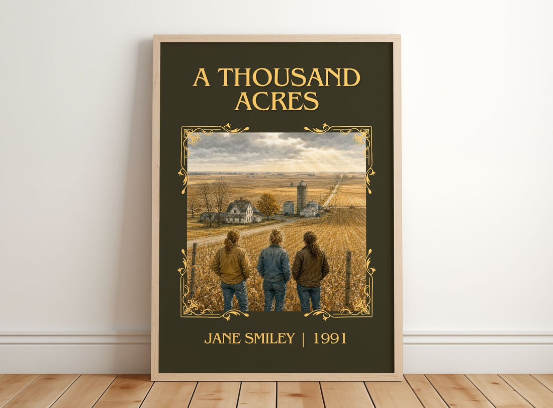 A Thousand Acres Classic Book Art Print by Jane Smiley – framed print leaning on a wooden floor