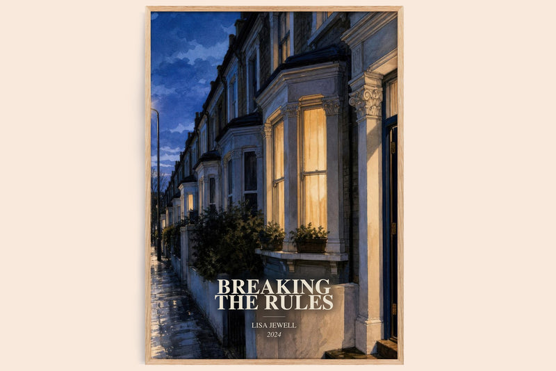 Breaking The Rules watercolour book poster by Lisa Jewell – framed literary art print