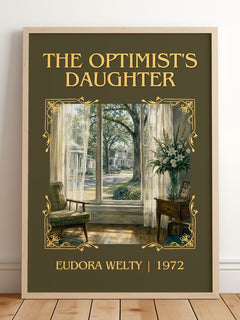 The Optimist's Daughter Classic Book Art Print by Eudora Welty – framed print leaning on a wooden floor
