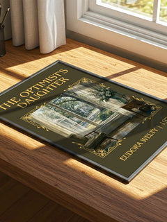 The Optimist's Daughter Classic Book Art Print by Eudora Welty – print on a sunlit desk