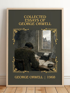 Collected Essays of George Orwell Classic Book Art Print by G. Orwell – framed print leaning on a wooden floor