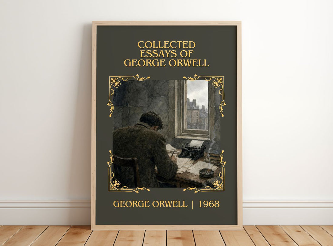 Collected Essays of George Orwell Classic Book Art Print by G. Orwell – framed print leaning on a wooden floor