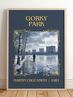 Gorky Park Classic Book Art Print by Martin Cruz Smith – framed print leaning on a wooden floor
