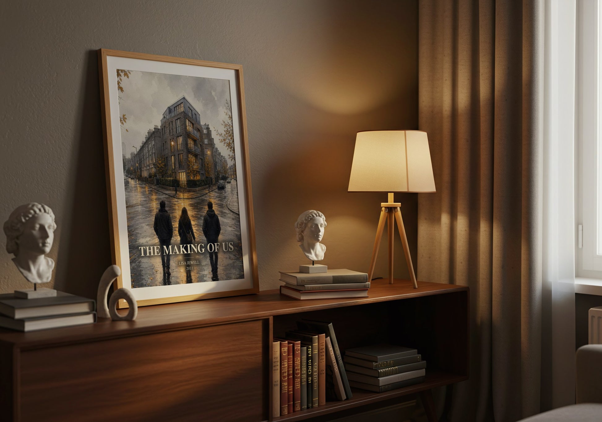 The Making Of Us watercolour print on bookshelf – Lisa Jewell fan gift