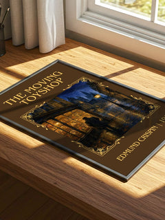 The Moving Toyshop Classic Book Art Print by Edmund Crispin – print on a sunlit desk