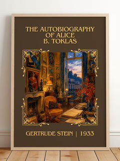 Autobiography of Alice B. Toklas Classic Book Art Print by G. Stein – framed print leaning on a wooden floor