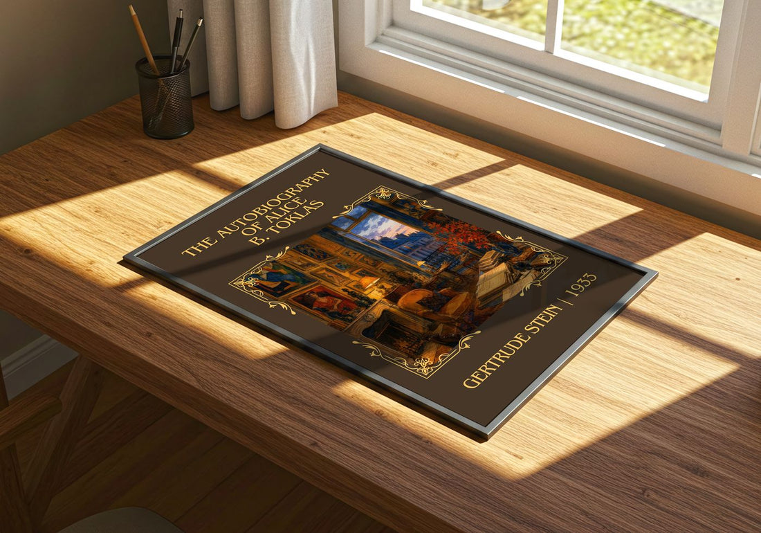 Autobiography of Alice B. Toklas Classic Book Art Print by G. Stein – print on a sunlit desk