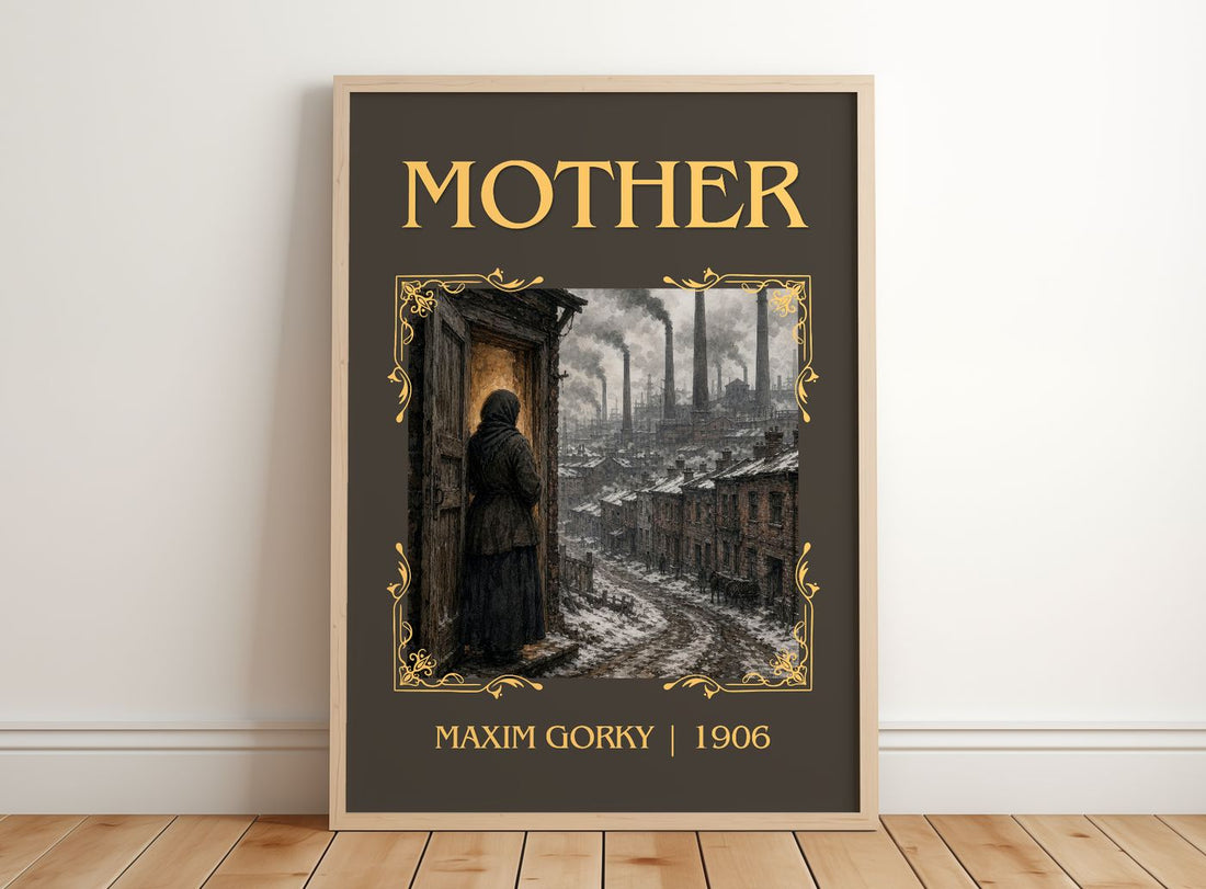 Mother Classic Book Art Print by Maxim Gorky – framed print leaning on a wooden floor