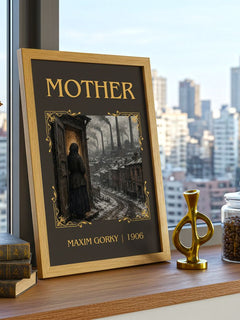 Mother Classic Book Art Print by Maxim Gorky – framed print on a city-view windowsill