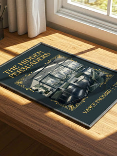 The Hidden Persuaders Classic Book Art Print by Vance Packard – print on a sunlit desk