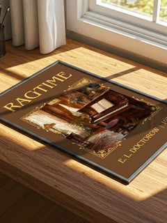 Ragtime Classic Book Art Print by E. L. Doctorow – print on a sunlit desk