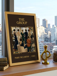 The Group Classic Book Art Print by Mary McCarthy – framed print on a city-view windowsill