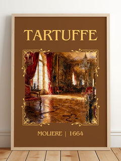 Tartuffe Classic Book Art Print by Molière – framed print leaning on a wooden floor