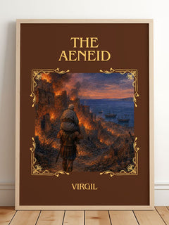 The Aeneid Classic Book Art Print by Virgil – framed print leaning on a wooden floor