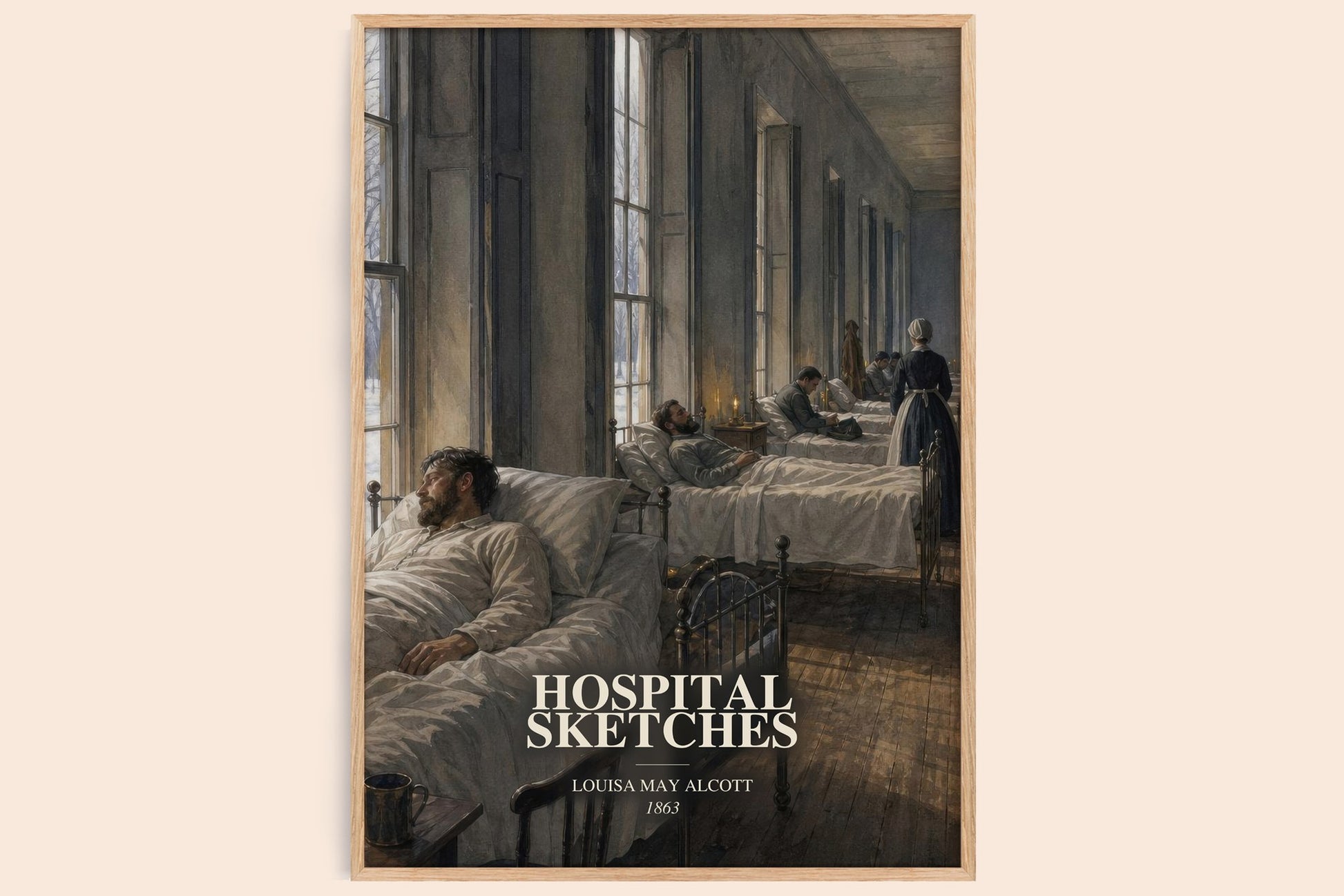 Hospital Sketches watercolour book poster by Louisa May Alcott – framed literary art print