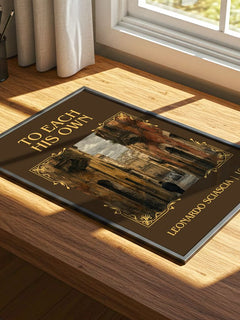 To Each His Own Classic Book Art Print by Leonardo Sciascia – print on a sunlit desk