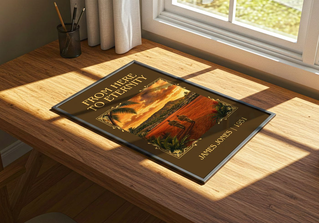 From Here to Eternity Classic Book Art Print by James Jones – print on a sunlit desk