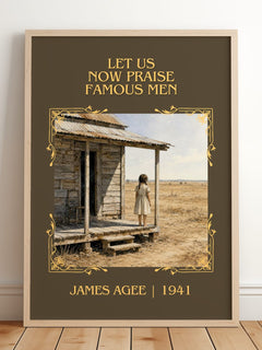 Let Us Now Praise Famous Men Classic Book Art Print by James Agee – framed print leaning on a wooden floor