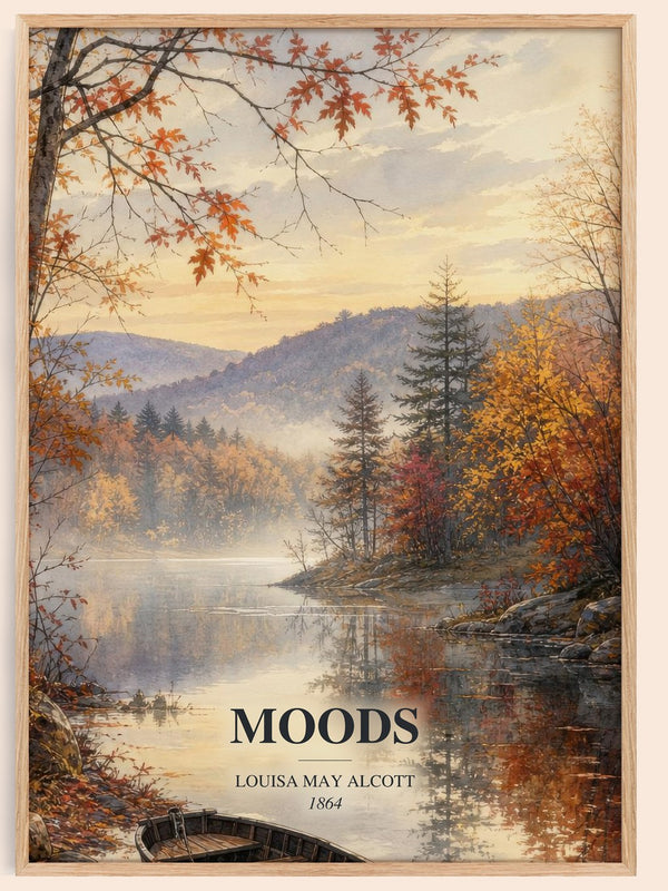 Moods watercolour book poster by Louisa May Alcott – framed literary art print